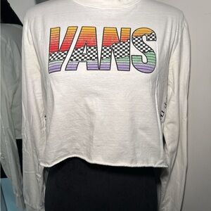 Vans White Long Sleeve with Multicolor Logo